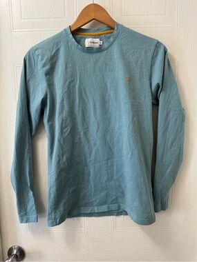Farah Men's Long Sleeve Crewneck Shirt - Sky Blue with Gold Logo